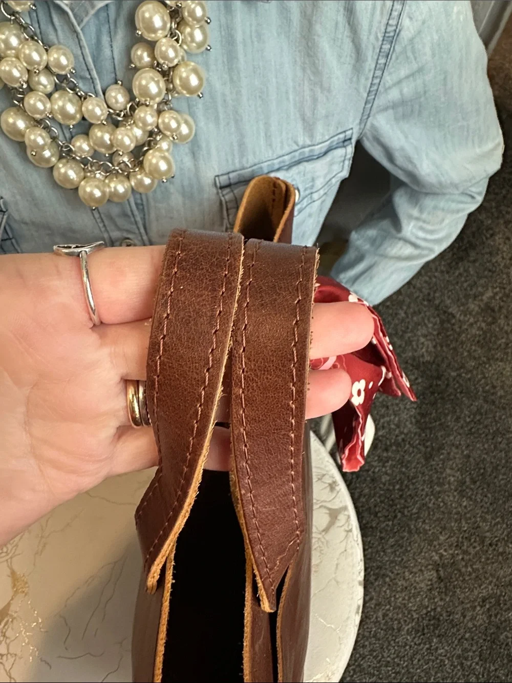 PLG mini crossbody tote Tamarindo or English tan - Picture 10 of 12